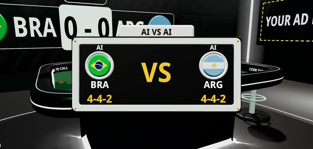 L'affiche du match, IA contre IA : Brésil contre Argentine, tous deux en 4-4-2