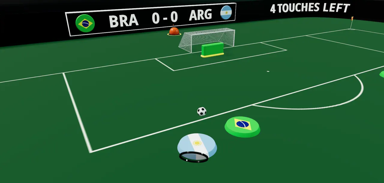Un bouton du Brésil prépare un tir vers le but de l'Argentine